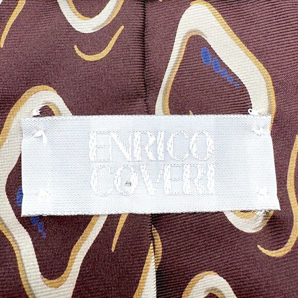 Enrico Coveri Mens Vintage Silk Dress Tie Made in Italy Abstract Design 58" 3.5" - Picture 7 of 10